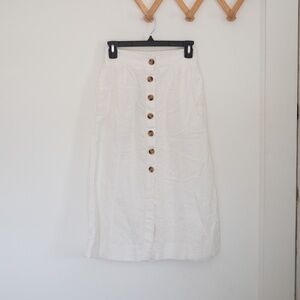 Universal Thread Linen Blend White Button Skirt